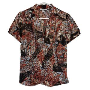 Dressbarn Womens Blouse Small Short Sleeve Retro